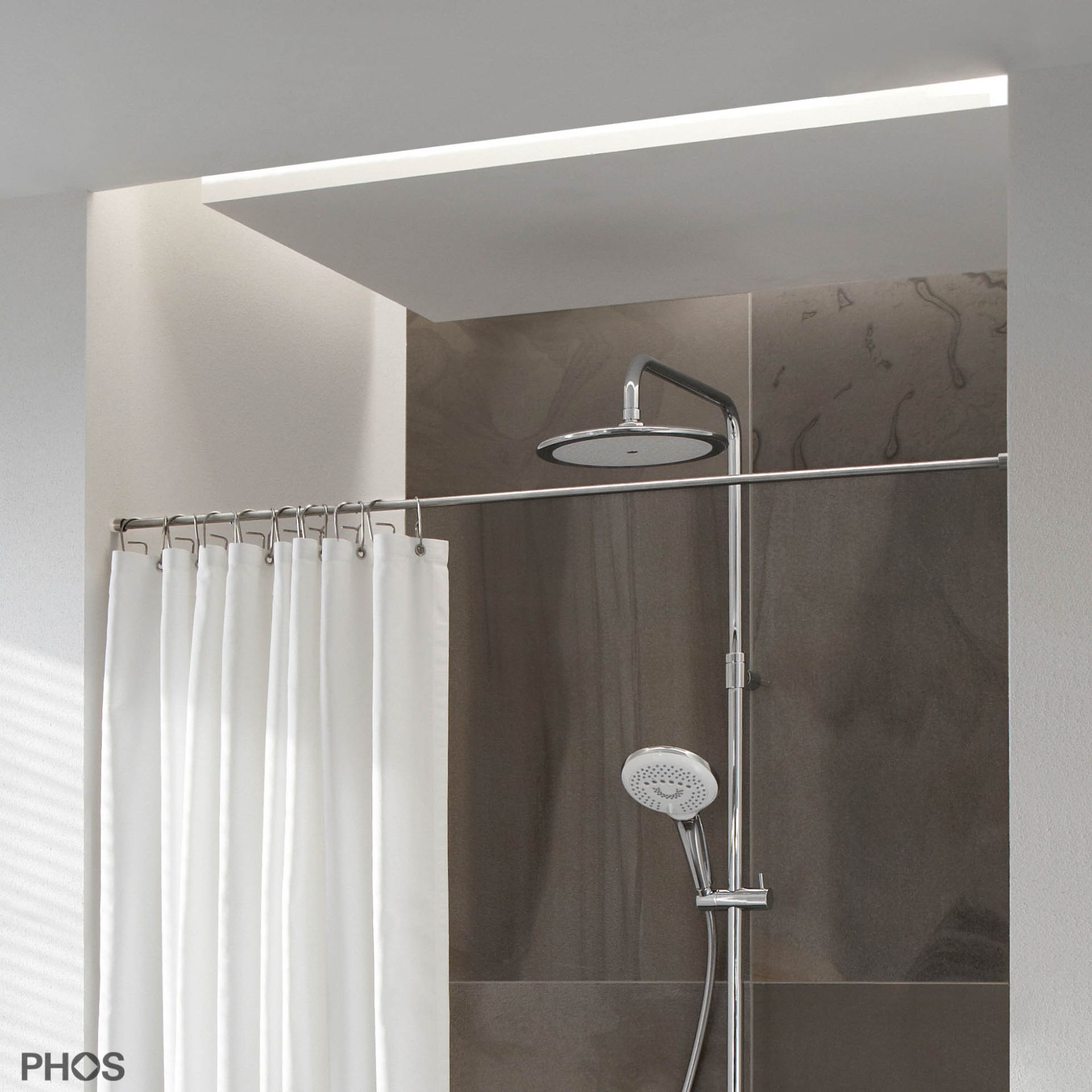 TKS12-1-W Стержень-зажим для занавесок для душа, 50 - 100 см. сделано, чтобы измерить. PHOS 