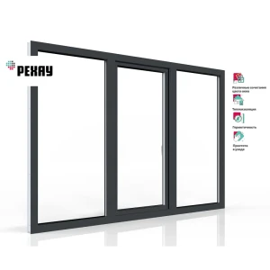 91786740 Пластиковое окно ПВХ Рехау 1300x1600см (ВхШ) трехстворчатое правое глухое/центральное поворотно-откидное/левое глухое цв STLM-1393145