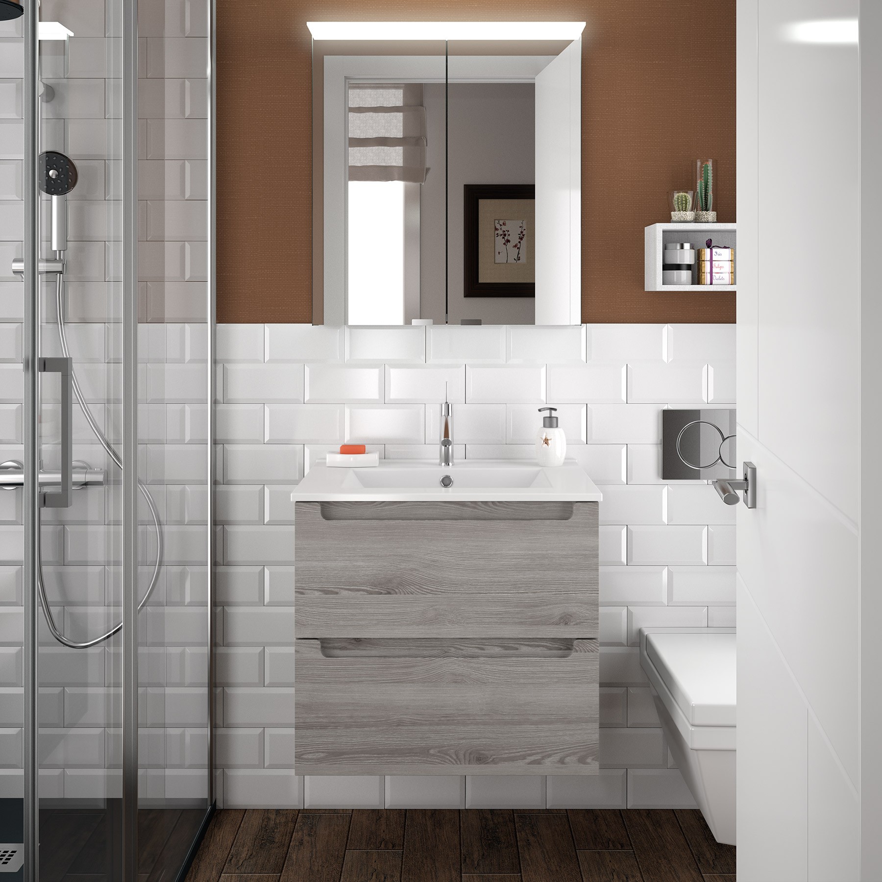 23929 SALGAR Мебель под умывальник MONTERREY 600 2 металлических ящика BAY PINE 598 x 540 x 450 мм Лавровая сосна 