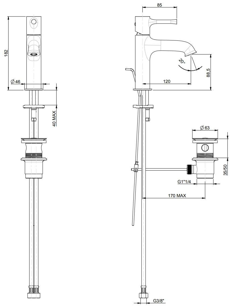 Rubinetterie Frattini Смеситель для раковины, однорычажный Vanity sun-id-1361585 - Вид №1
