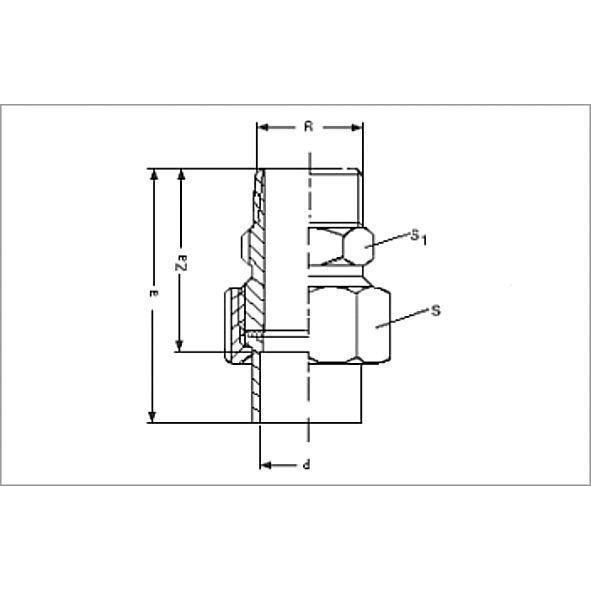14333221 SANHA 4333G сгон ВП-НР, бронза, с плоским уплотнением 22x1 мм  - Вид №1