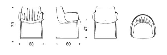 Кожаный мягкий консольный стул с подлокотниками Cattelan italia Ронда ARCH-00032496 - Вид №3