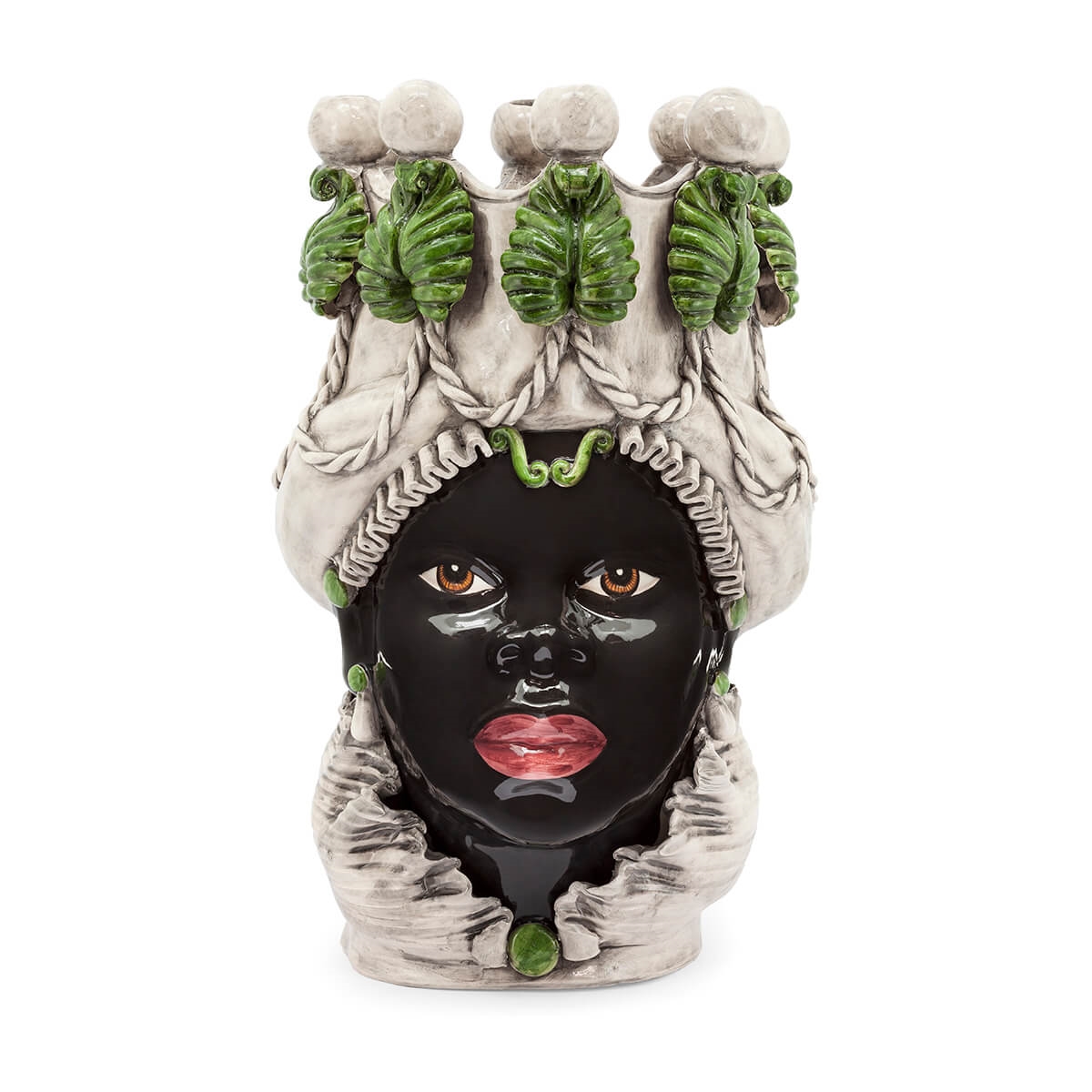 200837-86 ABHIKA ВАЗА MORO LADY С ПОДСВЕЧНИКОМ DARK GREEN  - Вид №1