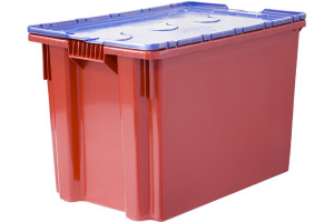 17264328 Ящик п/э 600х400х400, сплошной, с синей крышкой, Safe PRO, красный 18658 Тара.ру