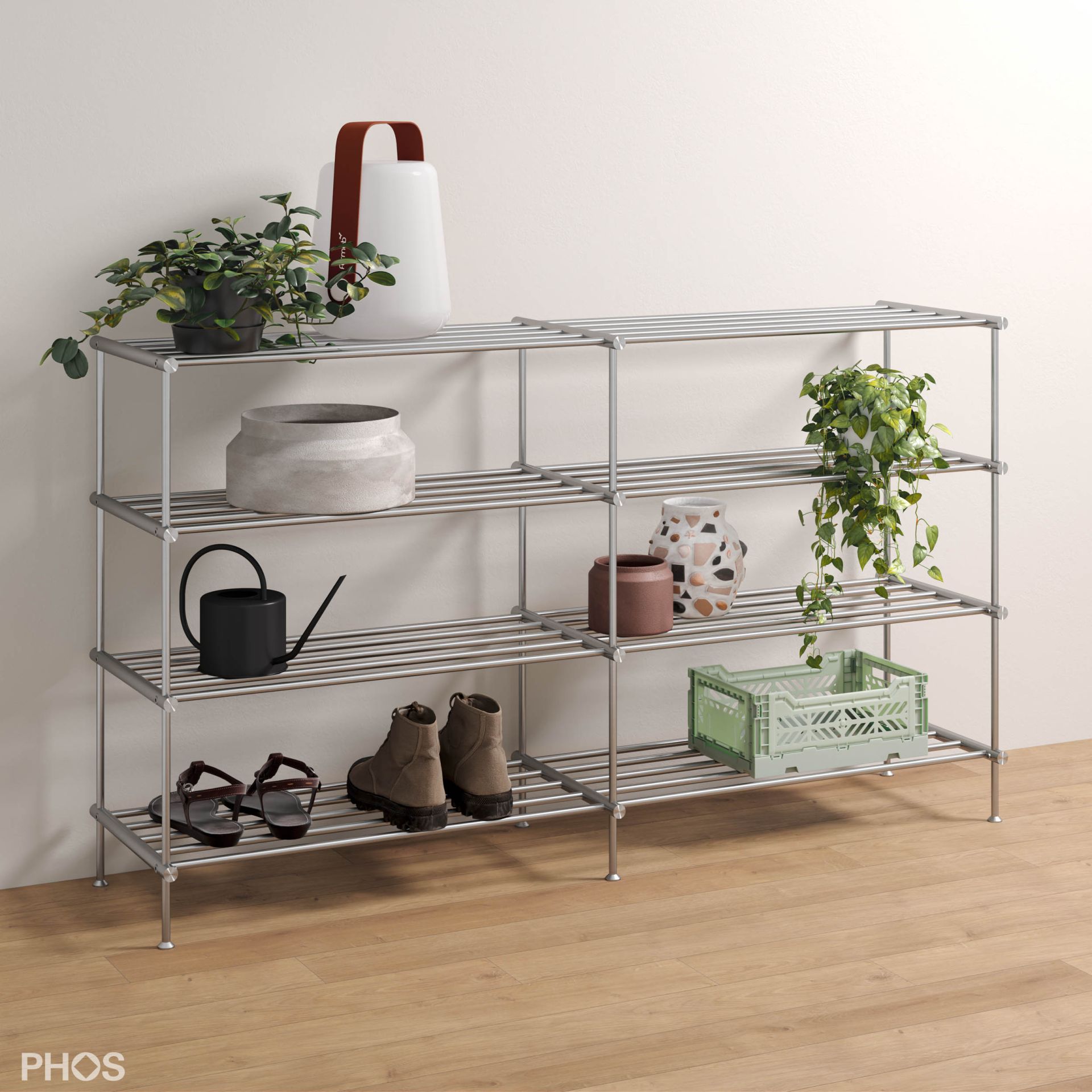 SR1400-4 Полка для обуви широкая, 4 уровня, ширина 140 см. PHOS 