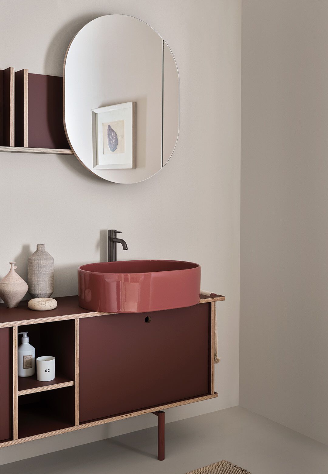 Fenix-NTM® овальное зеркало для ванной комнаты с полкой Ceramica Cielo THEO MIRROR ARCH-00004539 - Вид №3