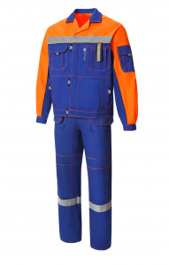 61857 Костюм "Профессионал-2" с СВП василек-оранжевый-черный  Летняя спецодежда  размер 56-58/170-176