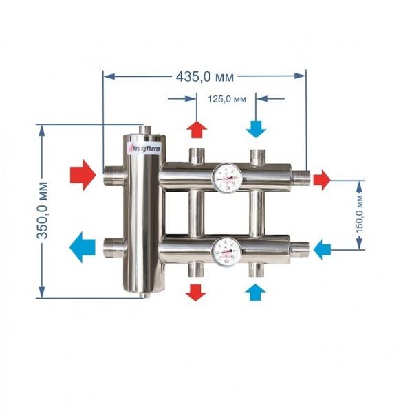 Купить Распределительный коллектор с гидрострелкой 120 кВт, 3 контура Прокситерм GSK403 - Вид №3