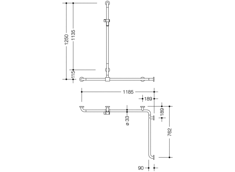 805.35.320 Поручень для душа с выдвижным держателем для душа HEWI Greifen  - Вид №3