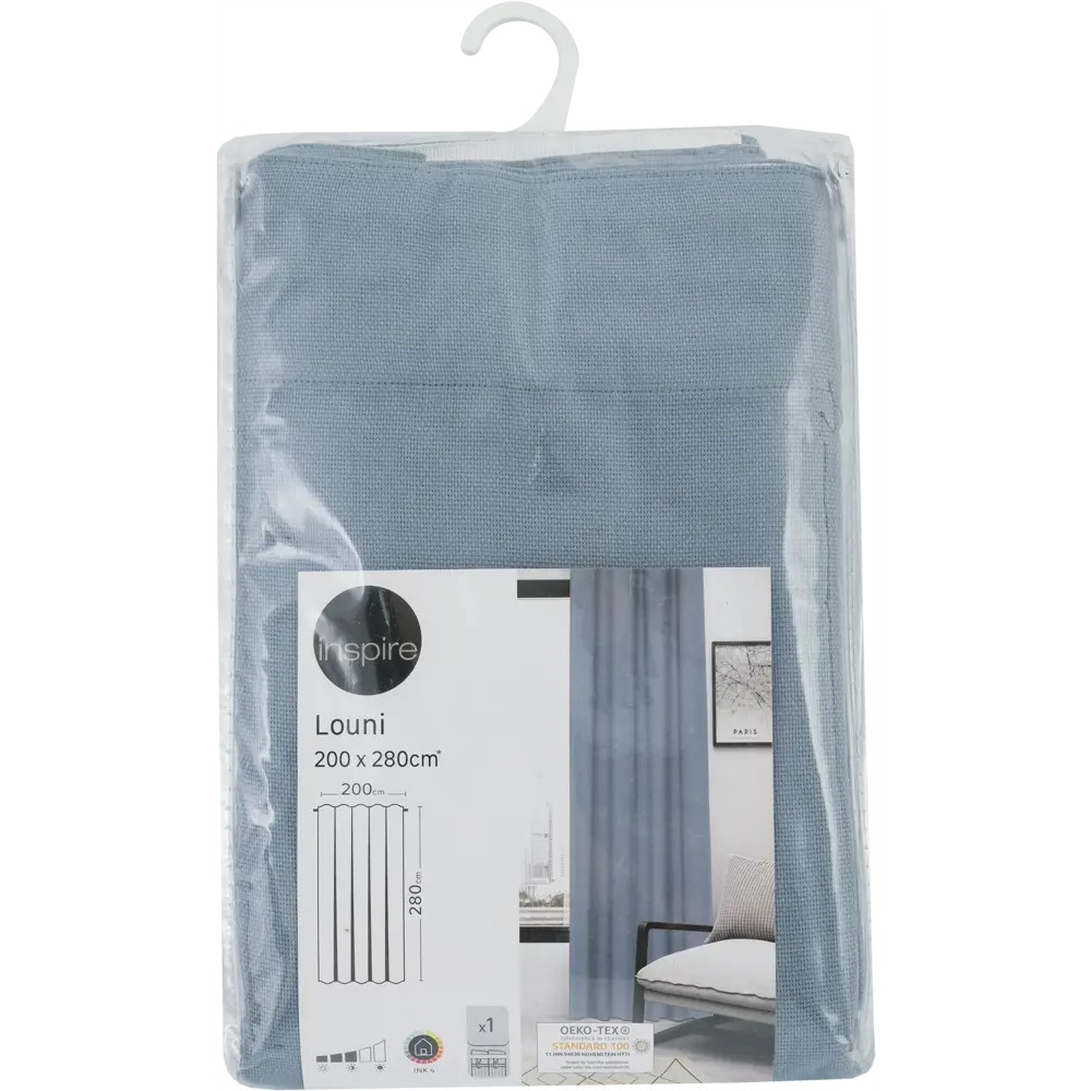 Штора на ленте Louni 200x280 см цвет серо-синий 82489443 STLM-2205945 INSPIRE  - Вид №4