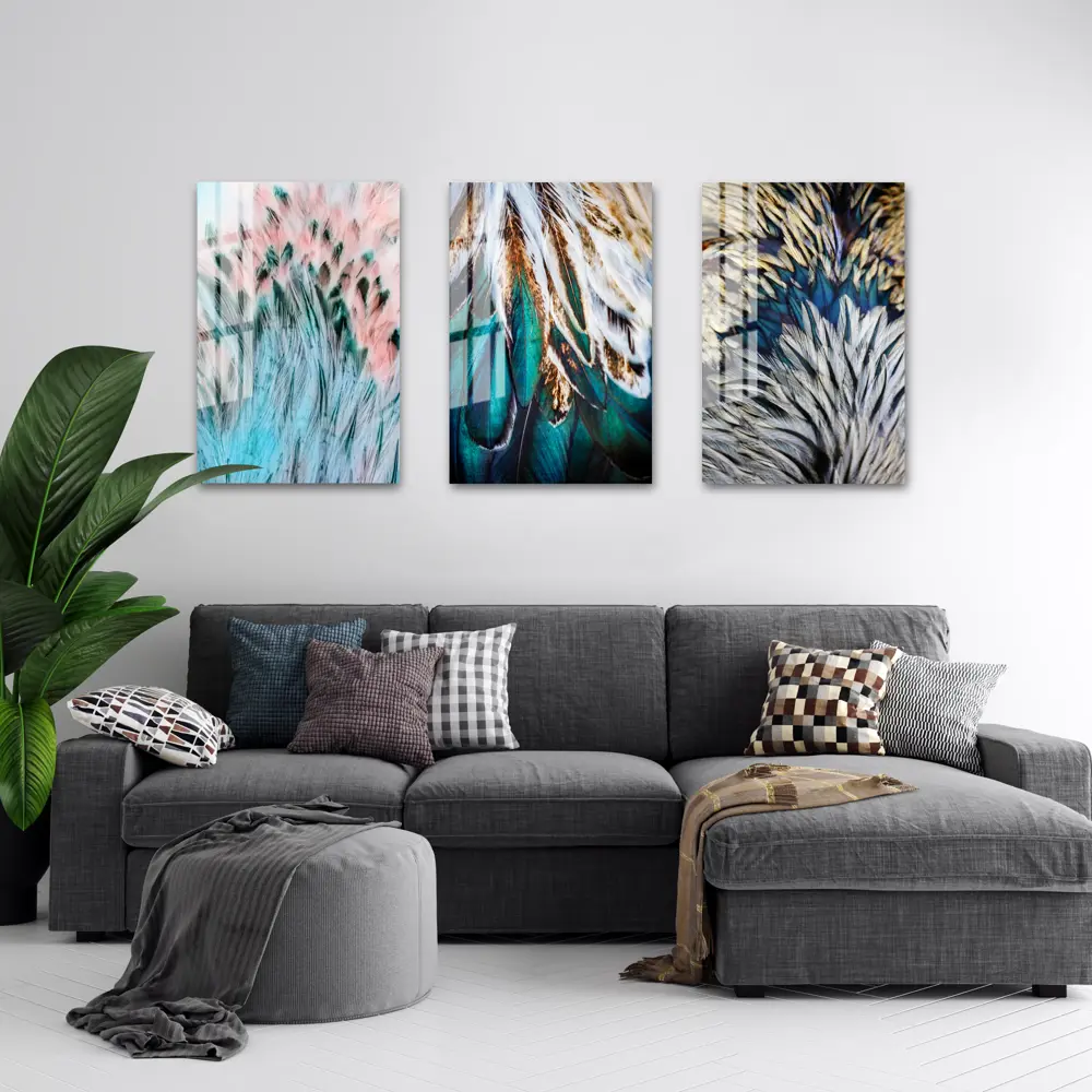 Картина на стекле «Перо» 40x60 см цвет белый/голубой 82977327 STLM-2035991 ARTABOSKO  - Вид №5