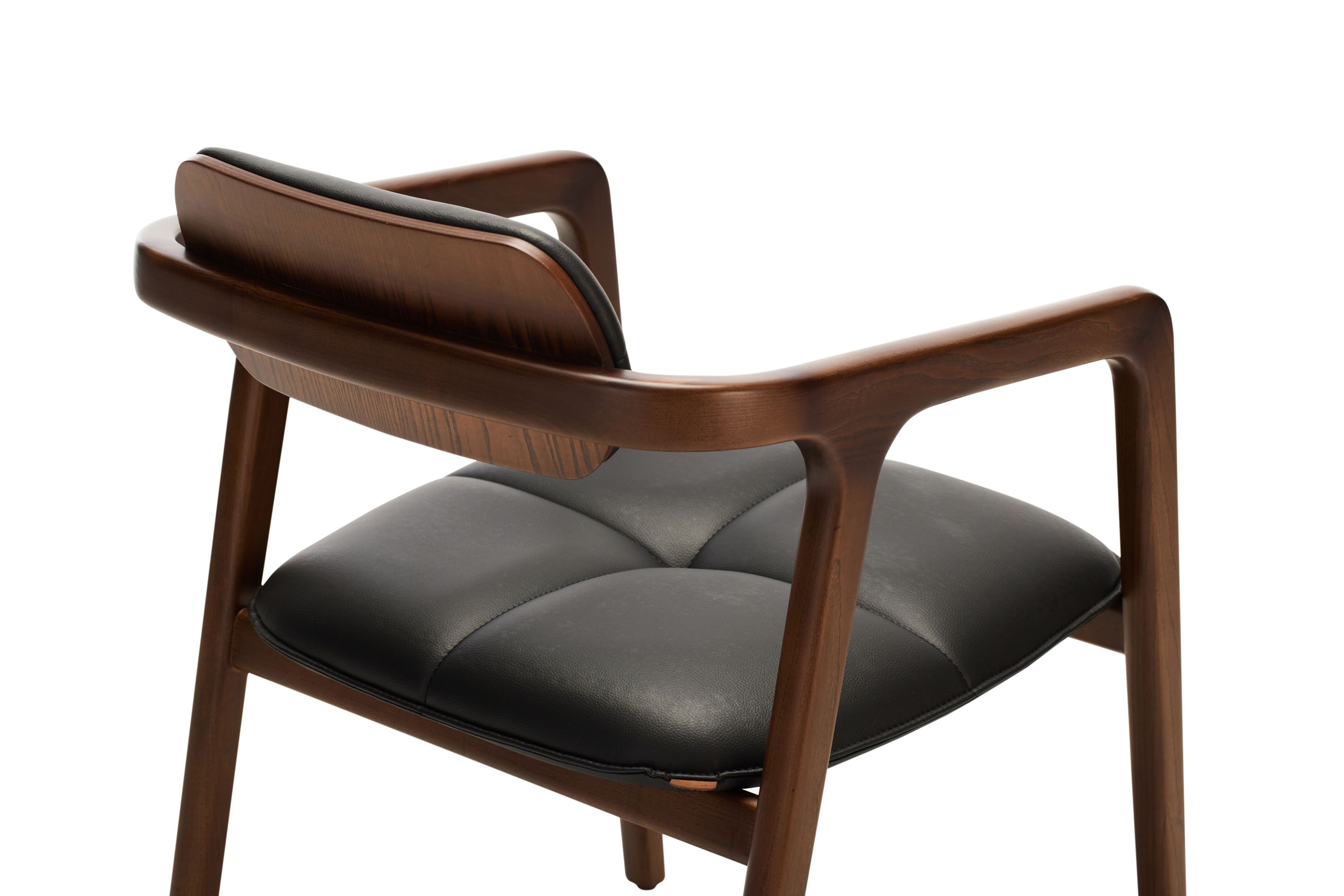 Стул из кожи и ясеня с подлокотниками Papell Design гостиница ARCH-00114405 - Вид №2