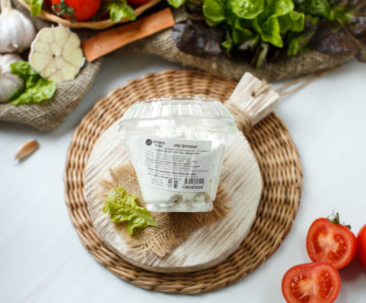 566 Крем творожный с чесноком и зеленью 9% Вкусляндия  - Вид №2