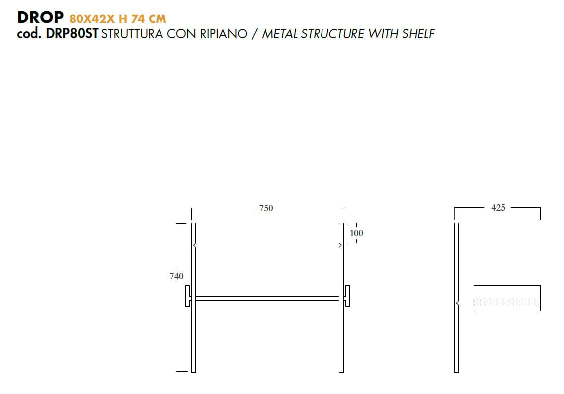 Стальная консоль для умывальника с держателем для полотенец Olympia Ceramica DROP ARCH-00046461 - Вид №4