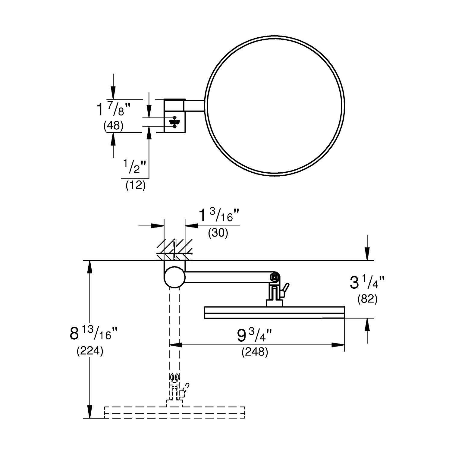 Косметическое зеркало GROHE Selection, темный графит глянец (41077A00) - Вид №1