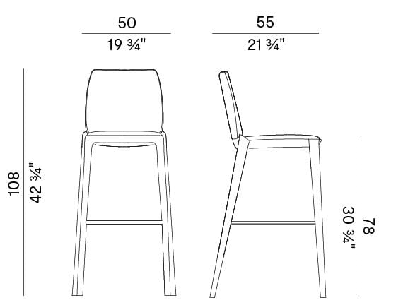 Высокий кожаный стул со спинкой Potocco Hiru ARCH-00041665 - Вид №6