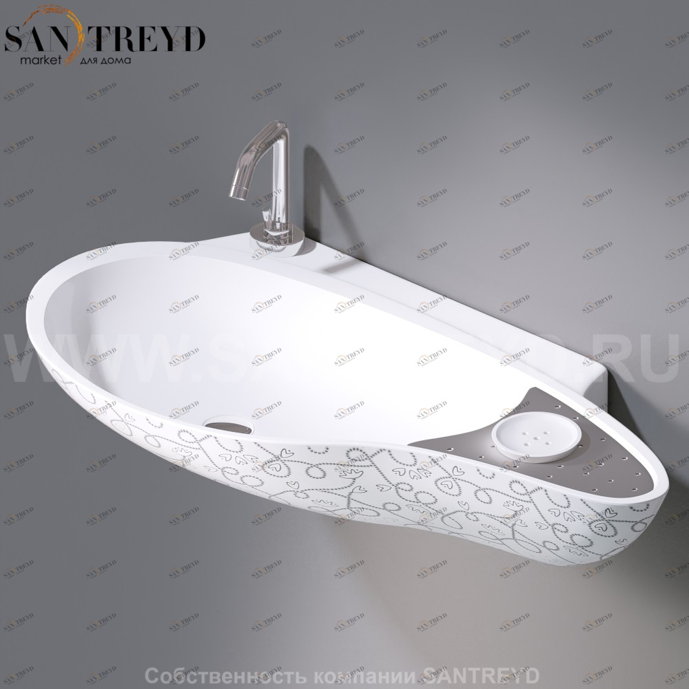 L235T0R1V4..400 Подвесная раковина настенная овальная A. e T. Italia SPOT белая AeT ITALIA ACCENT L235T0R1V4.400