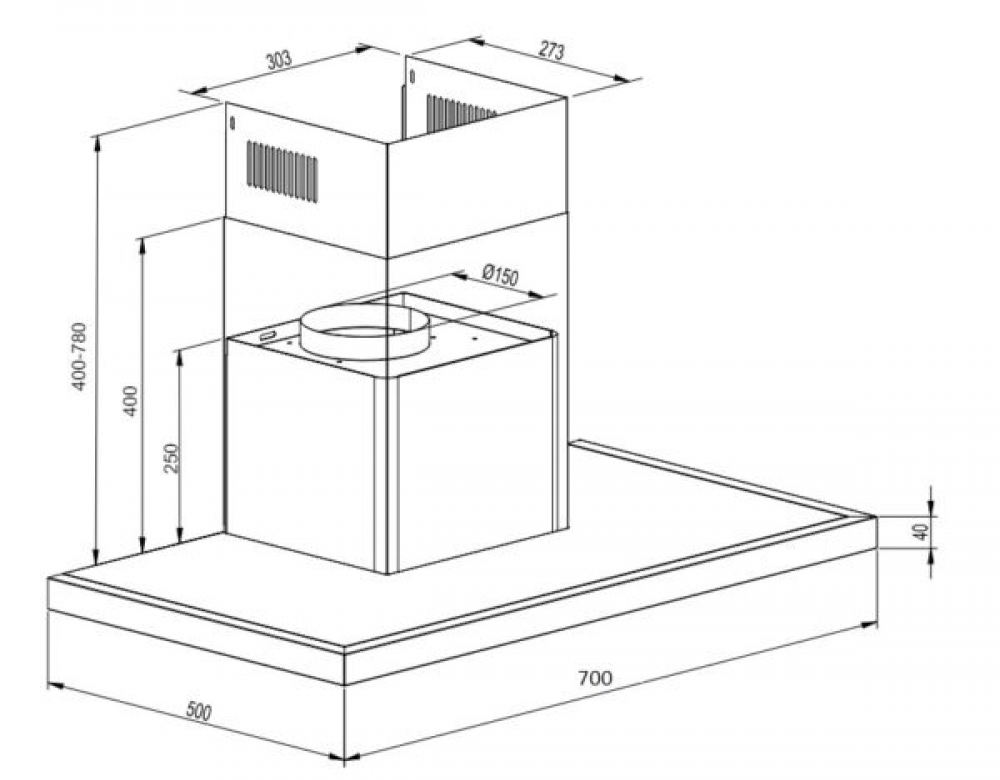 9240972 Вытяжка каминная SCHTOFF AMG TD 700 черный STDN-0006115 - Вид №1