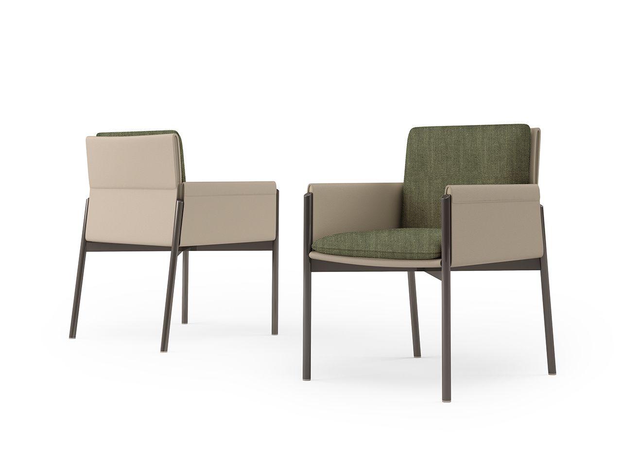 Стул с подлокотниками, обитый кожей и тканью Turri ARCH-00014900 - Вид №3