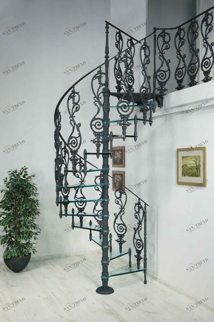 Modus Винтовая лестница из чугуна и стекла  2072 