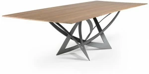 Reflex Прямоугольный обеденный стол из нержавеющей стали и дерева Infinito