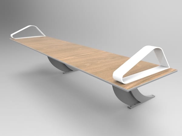 Стальная и деревянная скамья с подлокотниками без спинки CITYSì SOFFIO ARCH-00144911