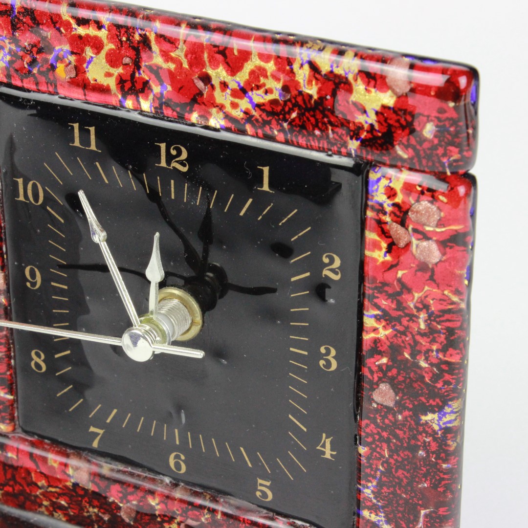 1641 ORIGINALMURANOGLASS Настольные часы Красные - Муранское стекло 13 см  - Вид №1