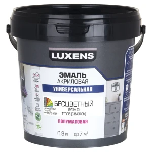Универсальная эмаль Luxens прозрачная полуматовая для дерева и металла 89345654