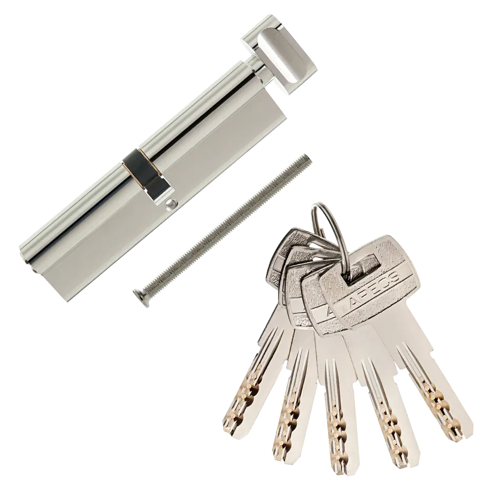 Цилиндр Apecs SM-120-C-NI, 60x60 мм, ключ/вертушка, цвет никель ЦИЛИНДР APECS SM-120-C-NI КЛ-ВЕРТ STLM-2167927 - Вид №1