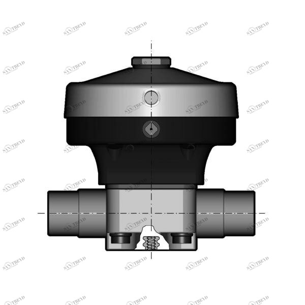SANIT 121552010016 2/2-ходовой мембранный клапан ВМ / СР, PVC-U, тип 285, D90-D110, цапф, НЕТ / Д.А 