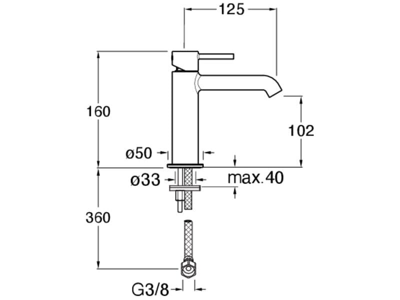 Однорычажный смеситель для раковины без слива CRISTINA Rubinetterie Phi ARCH-00044197 - Вид №2