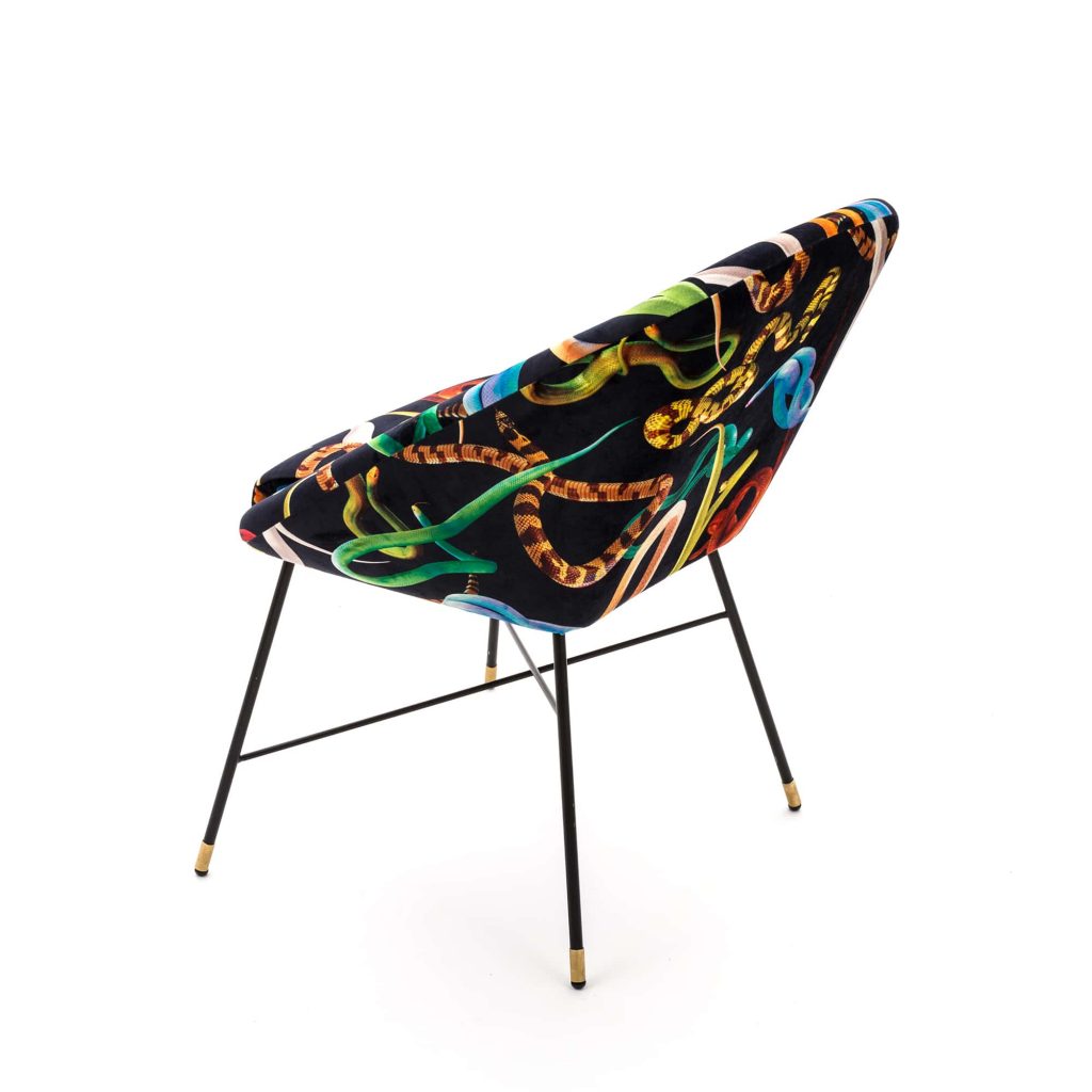 Стул мягкий с металлическими ножками 50х60 см черный Snakes SELETTI  00-3883211 Красный;черный;разноцветный  - Вид №4