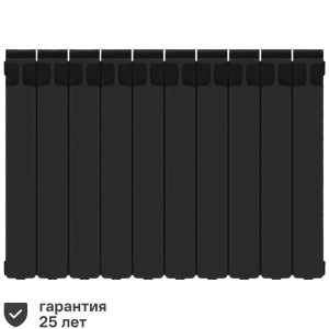 Радиатор секционный Rifar Monolit M50010RAL9005 500/100 10 секций боковое подключение биметалл черный