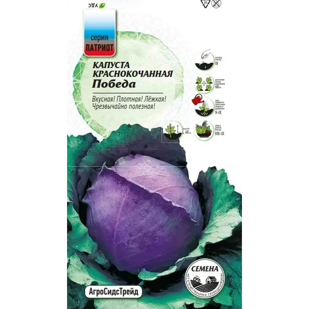 Семена овощей Агросидстрейд Патриот капуста краснокочанная Победа STLM-2001253