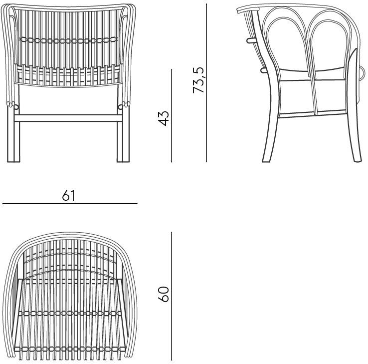 DE PADOVA Плетеный стул с подлокотниками sun-id-1489844 - Вид №9