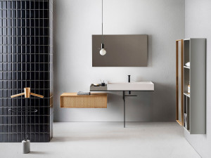 Подвесная раковина из композитного материала с держателем для полотенец