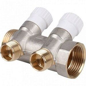 Коллектор 1" STOUT с вентилями на 2 выхода 1/2"