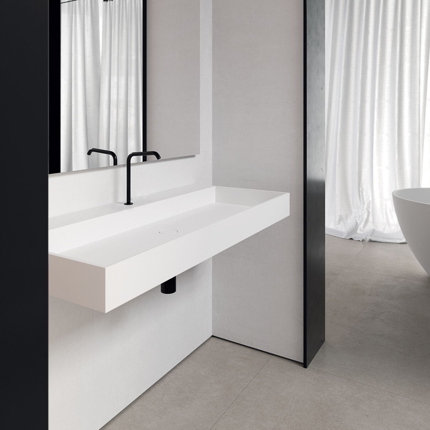 Прямоугольная подвесная раковина из твердой поверхности Acquabella Acquasolid ARCH-00003161