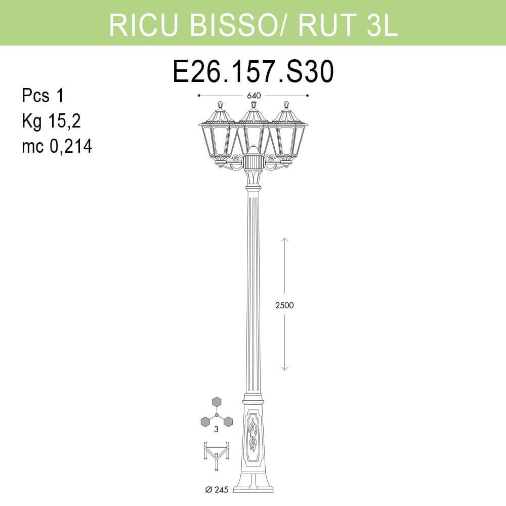 Уличный фонарь Fumagalli Ricu Bisso/Rut E26.157.S30.AXF1R FUMAGALLI ФОНАРЬ 268890 Черный  - Вид №1