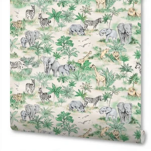 WALLSECRET Safari - флизелиновые обои с африканским колоритом в зеленых тонах 89372717
