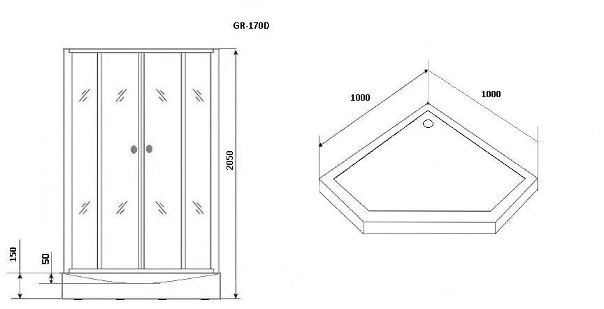 Душевая кабина GROSSMAN GR170D (100*100*205)  - Вид №3