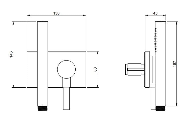 Термостатический набор для душа из латуни с пластиной Rubinetterie Treemme Watt ARCH-00050286 - Вид №5