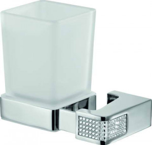 H9000/16CRС Sanibano Diamond, настенный стеклянный стакан, цвет хром-кристаллы Swarovski crystal