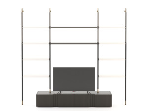 Настенный секционный книжный шкаф с подставкой для телевизора