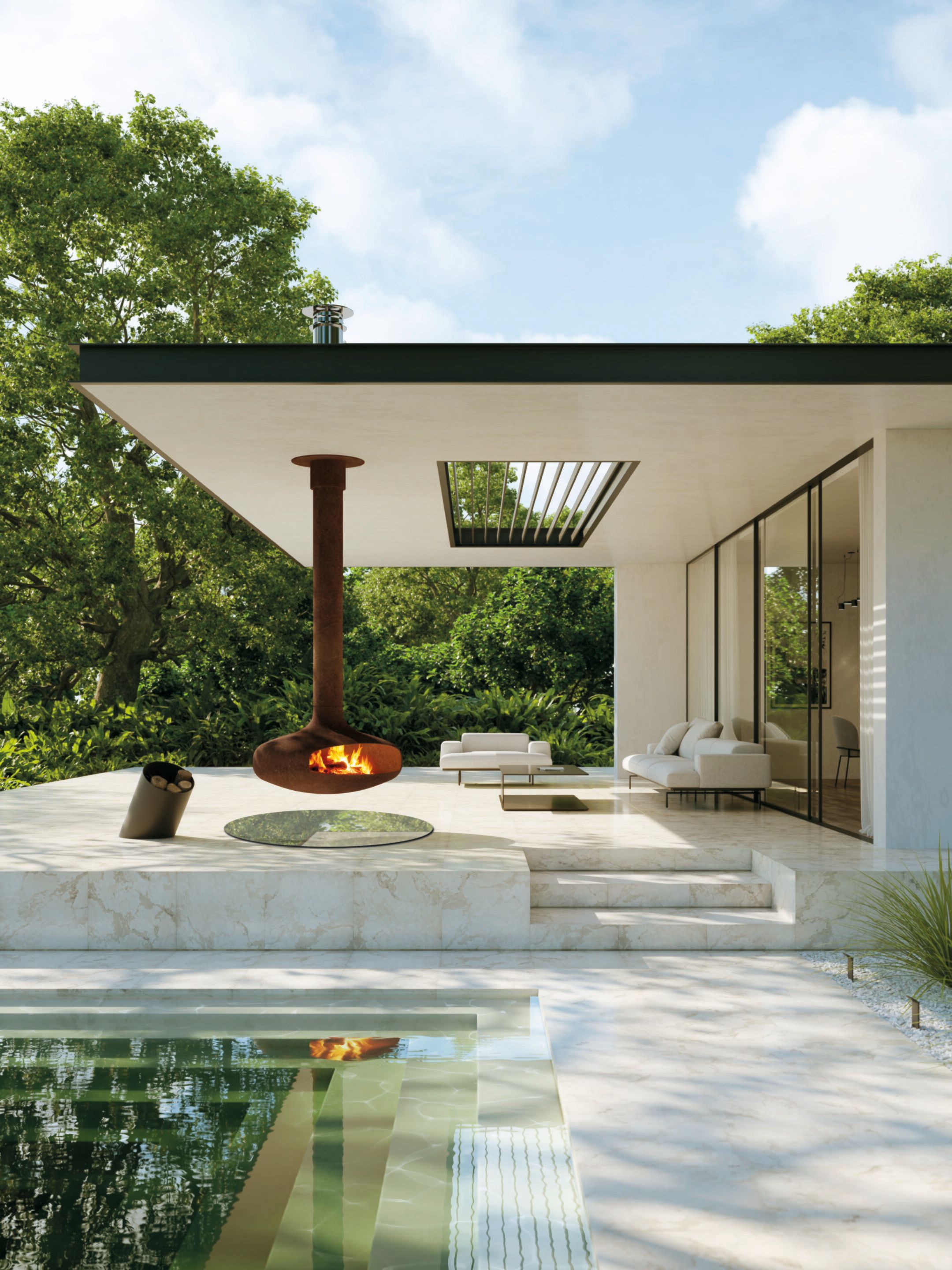 Открытый дровяной подвесной камин Focus creation Domofocus ARCH-00037934 - Вид №1