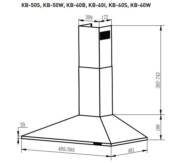 8166168 Вытяжка каминная Oasis KB-50W белый STDN-0138308 - Вид №12