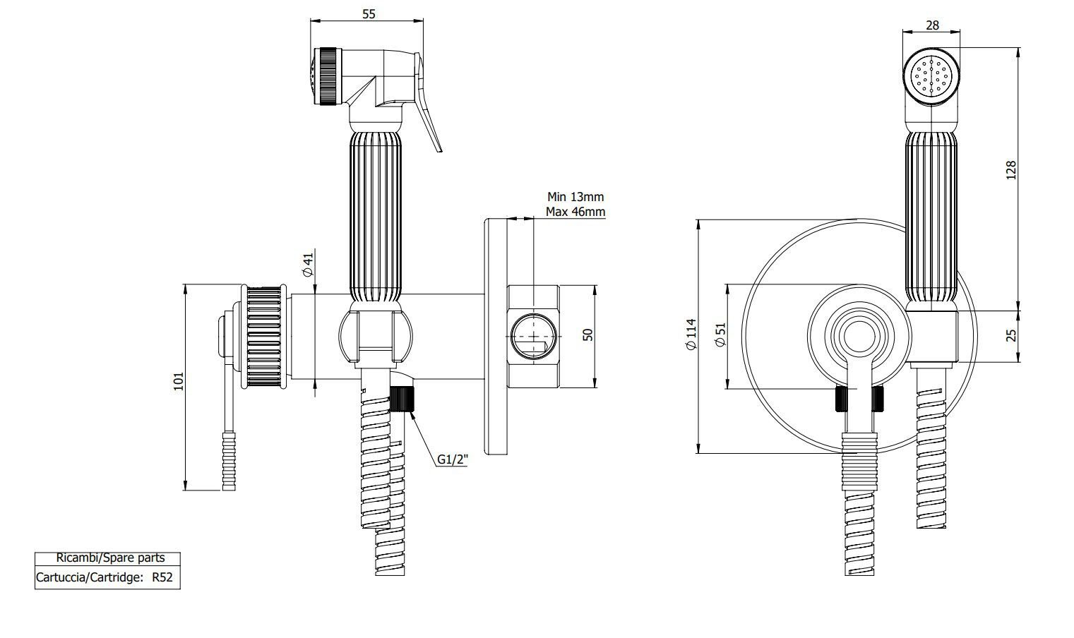 Однорычажный смеситель для душа с ручным душем Remer Rubinetterie ателье ARCH-00147434 - Вид №2