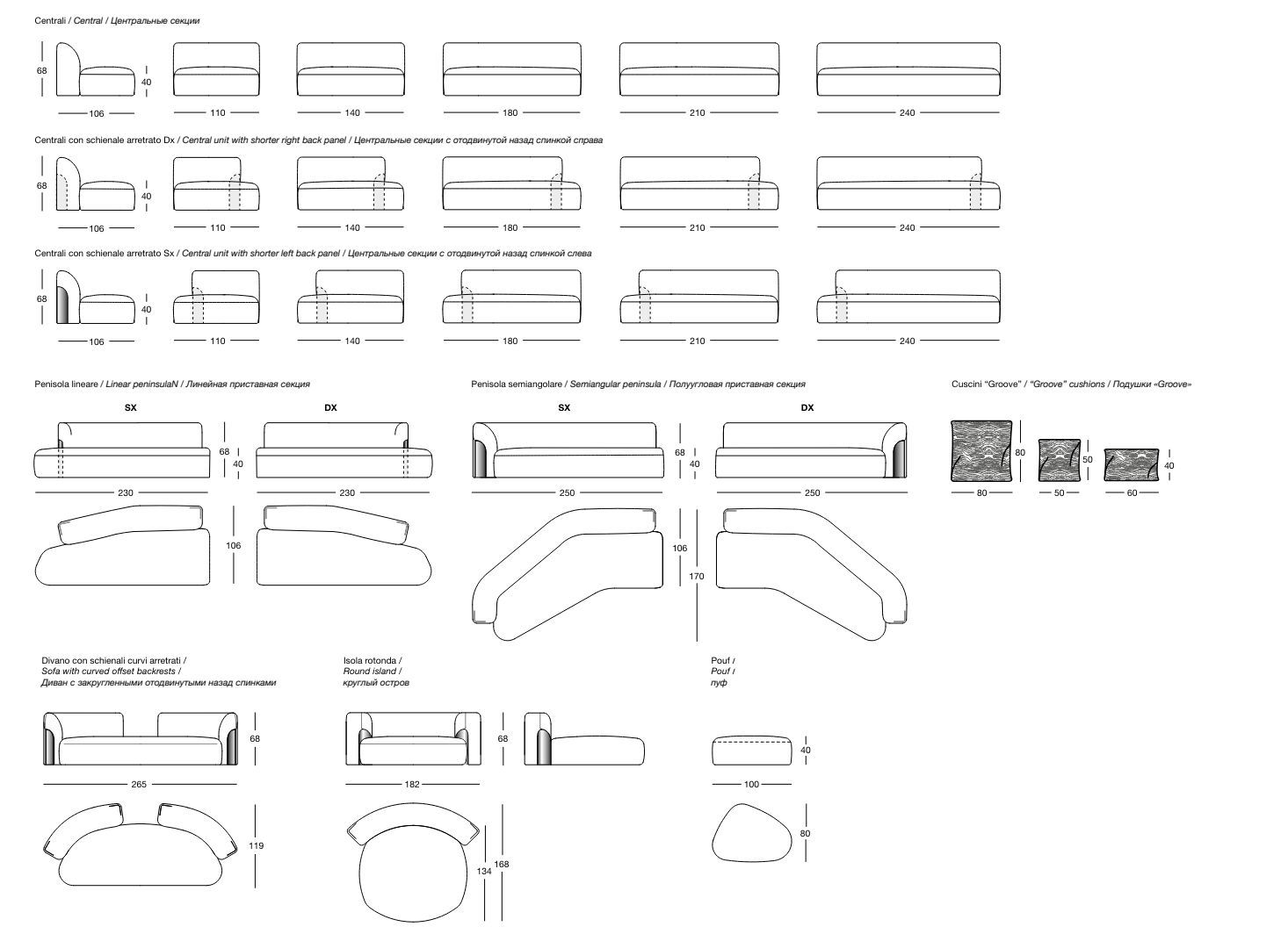 2-местный тканевый диван Longhi Blooming ARCH-00079565 - Вид №3
