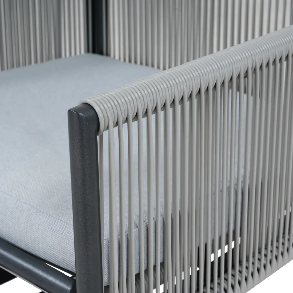 Набор садовой мебели для обеда BEGINIA Compass Сталь Стол, кресло 4 шт Серый / серебристый STLM-2192824 - Вид №9