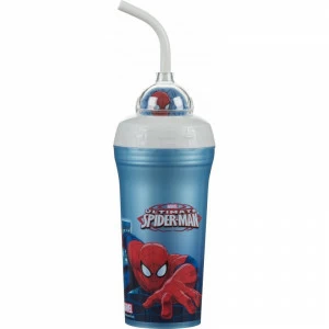 Стакан с крышкой и соломинкой "Спайдермен", 300 мл STOR ЧЕЛОВЕК-ПАУК 335991 Синий